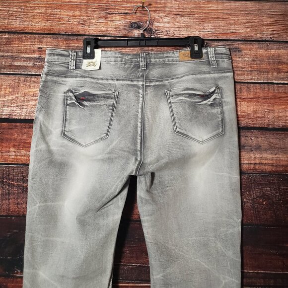 NWT Iris Jeans Size 20 Gray Marbled Distressed Stretch Denim Slim Fit - Picture 5 of 15